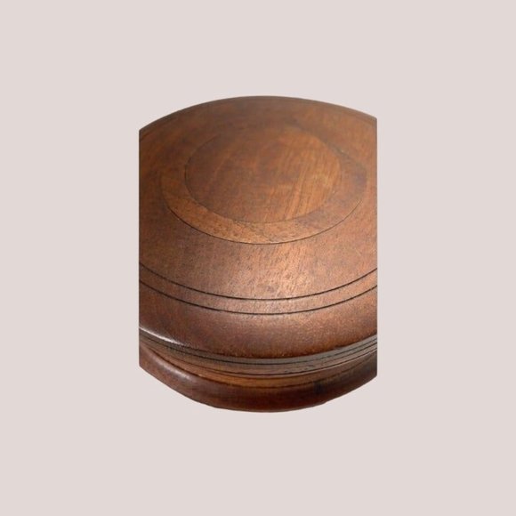 Vintage Hand Turned Walnut Wooden Trinket Dish Container 4" Wide - Picture 2 of 9